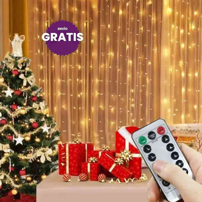 CortinaLumina Cortina de Luces Navideñas con control remoto 120 LEDS - [PROMOCIÓN DISPONIBLE SOLO HOY]
